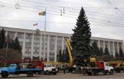 On Election Day in the center of Chisinau appeared Christmas tree.