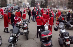 There was a parade of Biker Santa Clauses in Chisinau